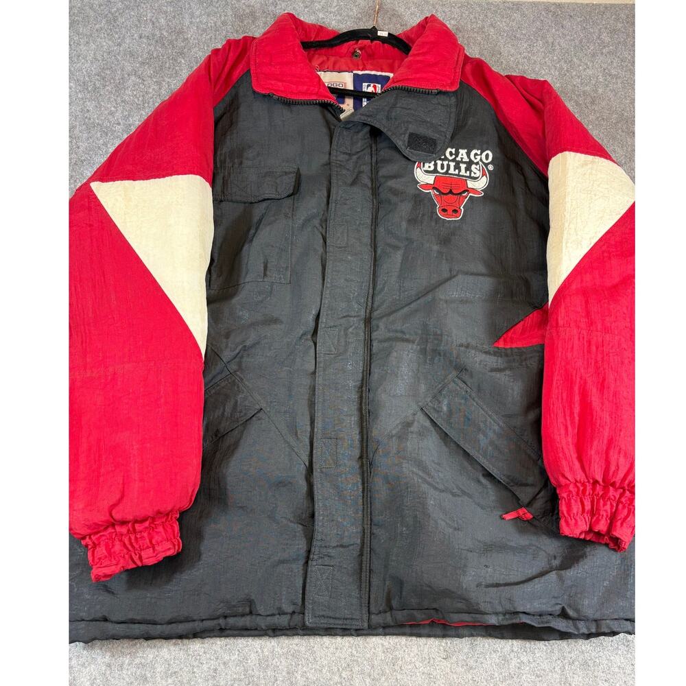 VINTAGE NBA Chicago Bulls Windbreaker Jacket Mens XL Colorblock Full Zip Sports